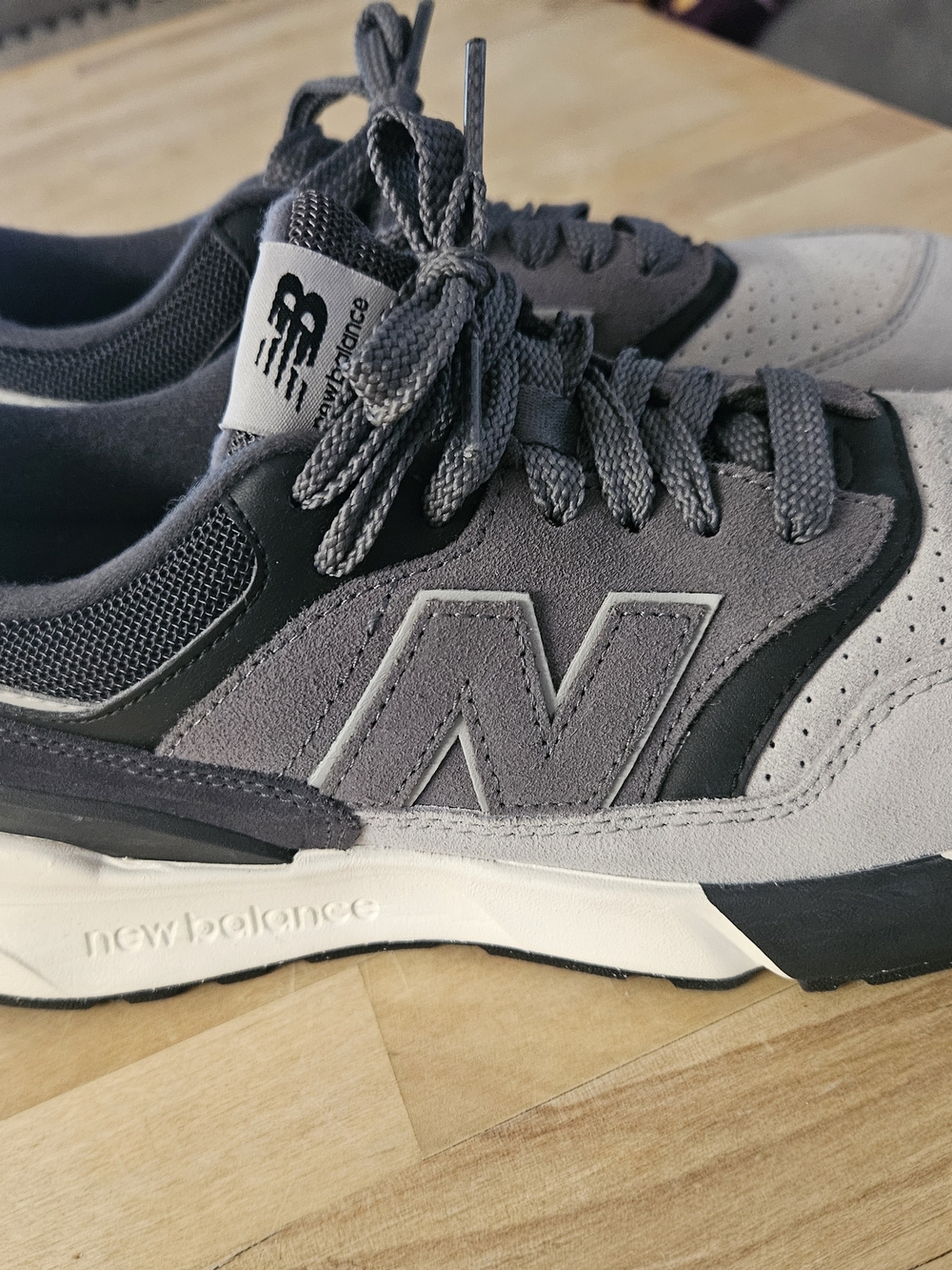 New Balance Men’s Gray and White Suede Lace-Up Sneakers